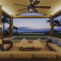 Promo 🎉 Patriot Lighting™ Dalebrooke 54" Black & Replica Wood Indoor/Outdoor LED Ceiling Fan ✨ -Patriot Lighting Sales 355 0607 IU 1