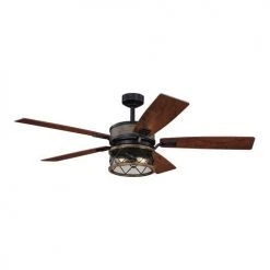 Best Pirce ⭐ Patriot Lighting® Elegant Home Bodhi 56" Black & Replica Wood Indoor LED Ceiling Fan 🤩