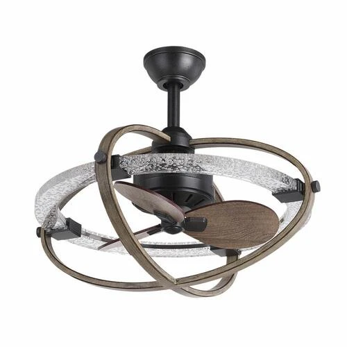 Budget ⌛ Patriot Lighting® Elegant Home Brooklyn 22" Natural Iron & Distressed Faux Wood Indoor LED Fandelier 😀 4 Budget ⌛ Patriot Lighting® Elegant Home Brooklyn 22" Natural Iron & Distressed Faux Wood Indoor LED Fandelier 😀 - Image 2