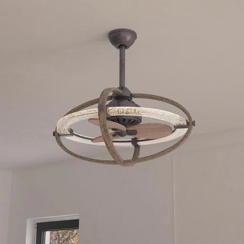 Budget ⌛ Patriot Lighting® Elegant Home Brooklyn 22" Natural Iron & Distressed Faux Wood Indoor LED Fandelier 😀 7 Budget ⌛ Patriot Lighting® Elegant Home Brooklyn 22" Natural Iron & Distressed Faux Wood Indoor LED Fandelier 😀 - Image 5