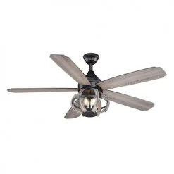 Best deal ⌛ Patriot Lighting® Elegant Home Nixie 52" New Bronze & Distressed Wood Indoor Ceiling Fan ❤️