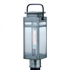 Outlet 🛒 Patriot Lighting® Clermont Brushed Pewter And Textured Black Post Light 👍