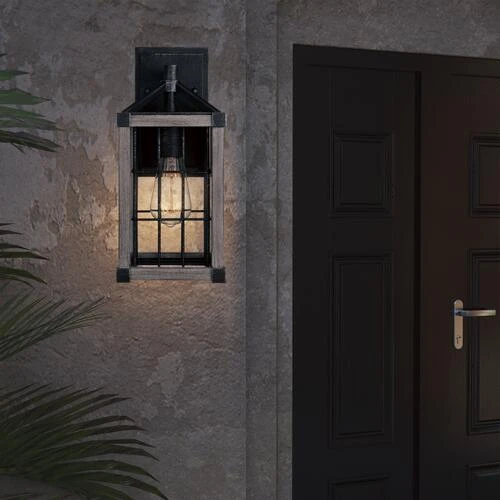 Best Sale ❤️ Patriot Lighting® Elegant Home Levon Weathered Gray Faux Wood & Black Outdoor Wall Light 🔔 6 Best Sale ❤️ Patriot Lighting® Elegant Home Levon Weathered Gray Faux Wood & Black Outdoor Wall Light 🔔 - Image 4