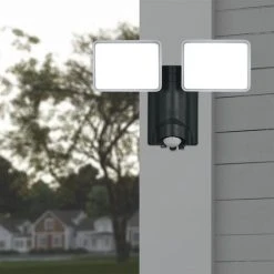 Cheap 🔔 Patriot Lighting® Black LED Dual Head Plug-in Motion Sensor Outdoor Security Flood Light ⌛ -Patriot Lighting Sales 3562471 Alt6new