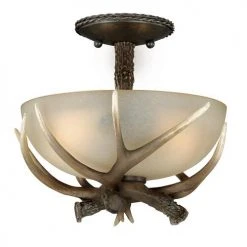 Brand new 🔥 Patriot Lighting® Yoho Black Walnut Antler Semi-Flush Mount Ceiling Light ✨