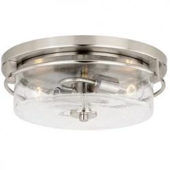 Best Sale 😀 Patriot Lighting® Addison Satin Nickel Flush Mount Ceiling Light ✔️