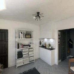 Discount ⭐ Patriot Lighting® Estelle Matte Black 3 Light Semi-Flush Mount Ceiling Light 😀 -Patriot Lighting Sales C0249 L1