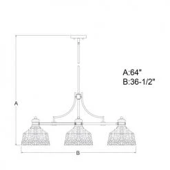 New 💯 Patriot Lighting® Beloit Satin Nickel 3 Light Chandelier 💯 -Patriot Lighting Sales H0221 DWG