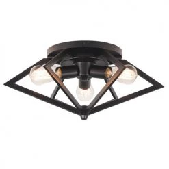 Hot Sale 🎁 Patriot Lighting® Pyramus Matte Black 3-Light Flush Mount Ceiling Light ✔️ -Patriot Lighting Sales Litex 351 8656 on