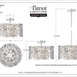 Top 10 ✨ Patriot Lighting® Elegant Home Braylen Chrome 6-Light Pendant ✔️ -Patriot Lighting Sales MND3381Bdimensionimage
