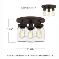Top 10 ✨ Patriot Lighting® Wheland Matte Black 3-Light Semi-Flush Mount Ceiling Light 👍 9 Top 10 ✨ Patriot Lighting® Wheland Matte Black 3-Light Semi-Flush Mount Ceiling Light 👍 -Patriot Lighting Sales MND4244E DIM