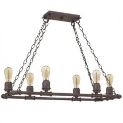 Hot Sale 😉 Patriot Lighting® Elegant Home Pipper Matte Black 6 Light Island Light ✔️ -Patriot Lighting Sales MND4313A1 2