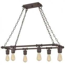 Hot Sale 😉 Patriot Lighting® Elegant Home Pipper Matte Black 6 Light Island Light ✔️ -Patriot Lighting Sales MND4313A1 6