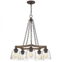 Best Sale ✔️ Patriot Lighting® Elegant Home Astaria 5-Light Matte Black & Faux Wood Chandelier 🔔