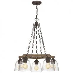 Best Sale ✔️ Patriot Lighting® Elegant Home Astaria 5-Light Matte Black & Faux Wood Chandelier 🔔 -Patriot Lighting Sales MND4326A 3