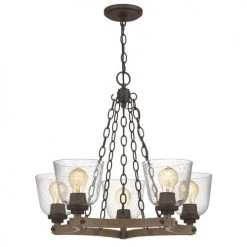 Best Sale ✔️ Patriot Lighting® Elegant Home Astaria 5-Light Matte Black & Faux Wood Chandelier 🔔 -Patriot Lighting Sales MND4326A 6