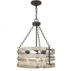 Best reviews of ❤️ Patriot Lighting® Elegant Home Darring Matte Black & Faux Wood 3-Light Pendant 😉 -Patriot Lighting Sales MND4335A 4