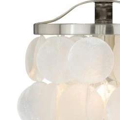 Best Pirce 👏 Patriot Lighting® Elsa Capiz Shell Satin Nickel Pendant ✔️ -Patriot Lighting Sales P0141 2