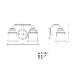 Discount 😀 Patriot Lighting® Toledo Satin Nickel 2 Light Vanity Light ⭐ -Patriot Lighting Sales W0240 DWG