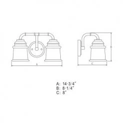 Discount ⌛ Patriot Lighting® Toledo Natural Brass 2 Light Vanity Light ⌛ -Patriot Lighting Sales W0263 DWG