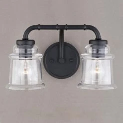 Outlet 🔔 Patriot Lighting® Toledo Matte Black 2 Light Vanity Light ⭐ -Patriot Lighting Sales W0349 5