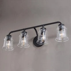 Buy 👍 Patriot Lighting® Toledo Matte Black 4 Light Vanity Light ✨ -Patriot Lighting Sales W0351 4