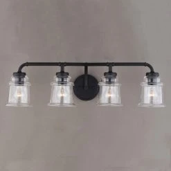 Buy 👍 Patriot Lighting® Toledo Matte Black 4 Light Vanity Light ✨ -Patriot Lighting Sales W0351 5
