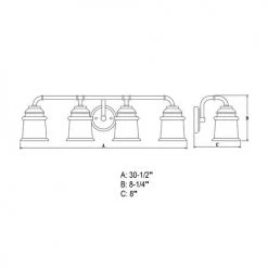 Buy 👍 Patriot Lighting® Toledo Matte Black 4 Light Vanity Light ✨ -Patriot Lighting Sales W0351 DWG