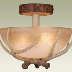 Top 10 🔥 Patriot Lighting® Lodge Noachian Stone 3-Light Semi-Flush Mount Ceiling Light ⌛