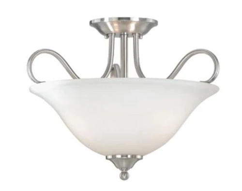 Brand new ⌛ Patriot Lighting® Samantha Satin Nickel 3-Light Semi-Flush Mount Ceiling Light ❤️ 3 Brand new ⌛ Patriot Lighting® Samantha Satin Nickel 3-Light Semi-Flush Mount Ceiling Light ❤️