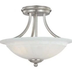 Discount 🧨 Patriot Lighting® Savvy Satin Nickel 2-Light Semi-Flush Mount Ceiling Light ✔️
